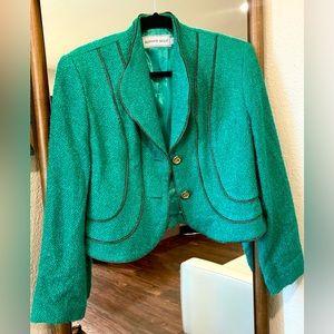 Howard Wolf, vintage, bold, statement, green, cropped jacket/ blazer, size 8 /M